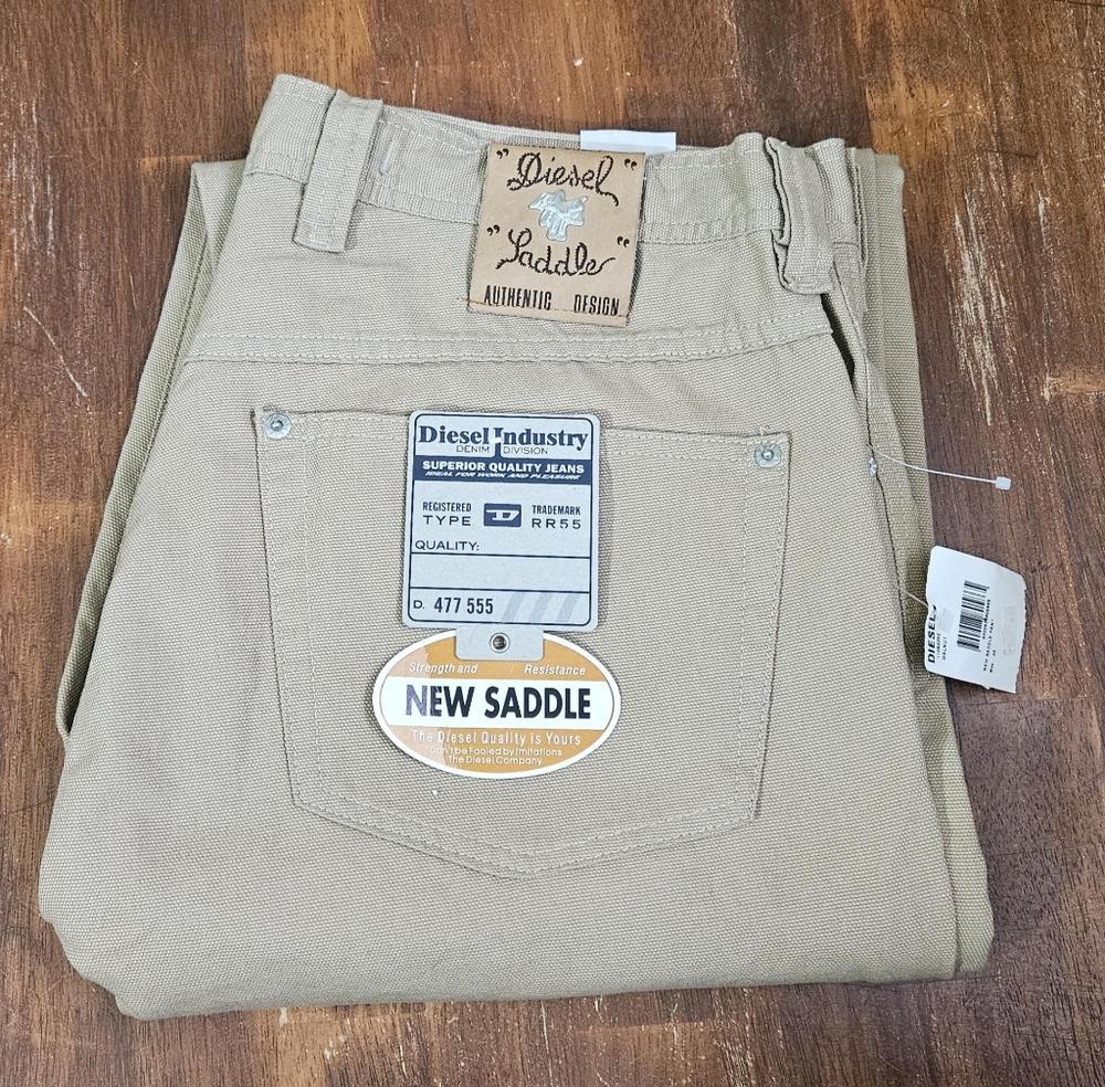 Men's Diesel Saddle Button Front Khaki Jeans In Size 36